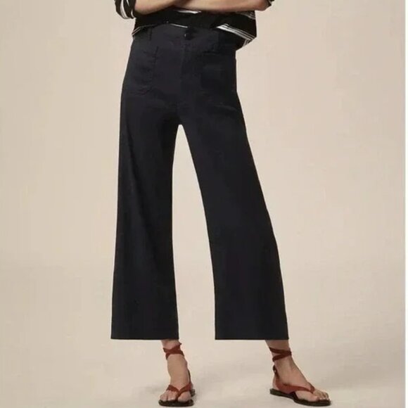 Anthropologie Black Maeve Colette Wide Leg Crop Pants Size 28